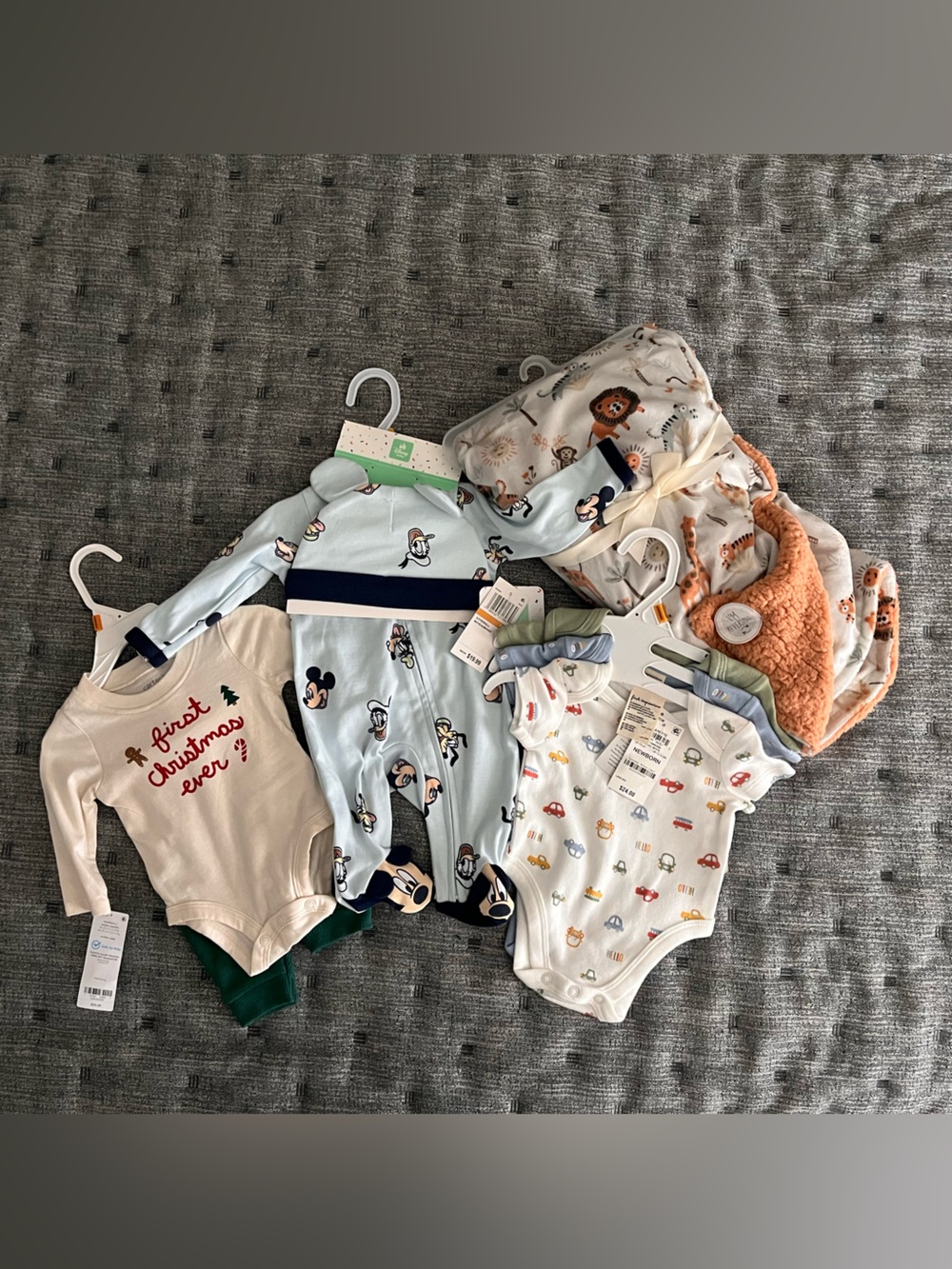 Beautiful Disney, carters and FI newborn BABY Bundle - Cream, Light Blue, White,